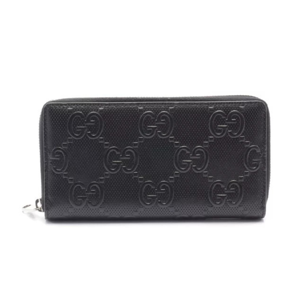 Gucci Leather Embossed GG Long Black Round Wallet - Picture 2 of 5